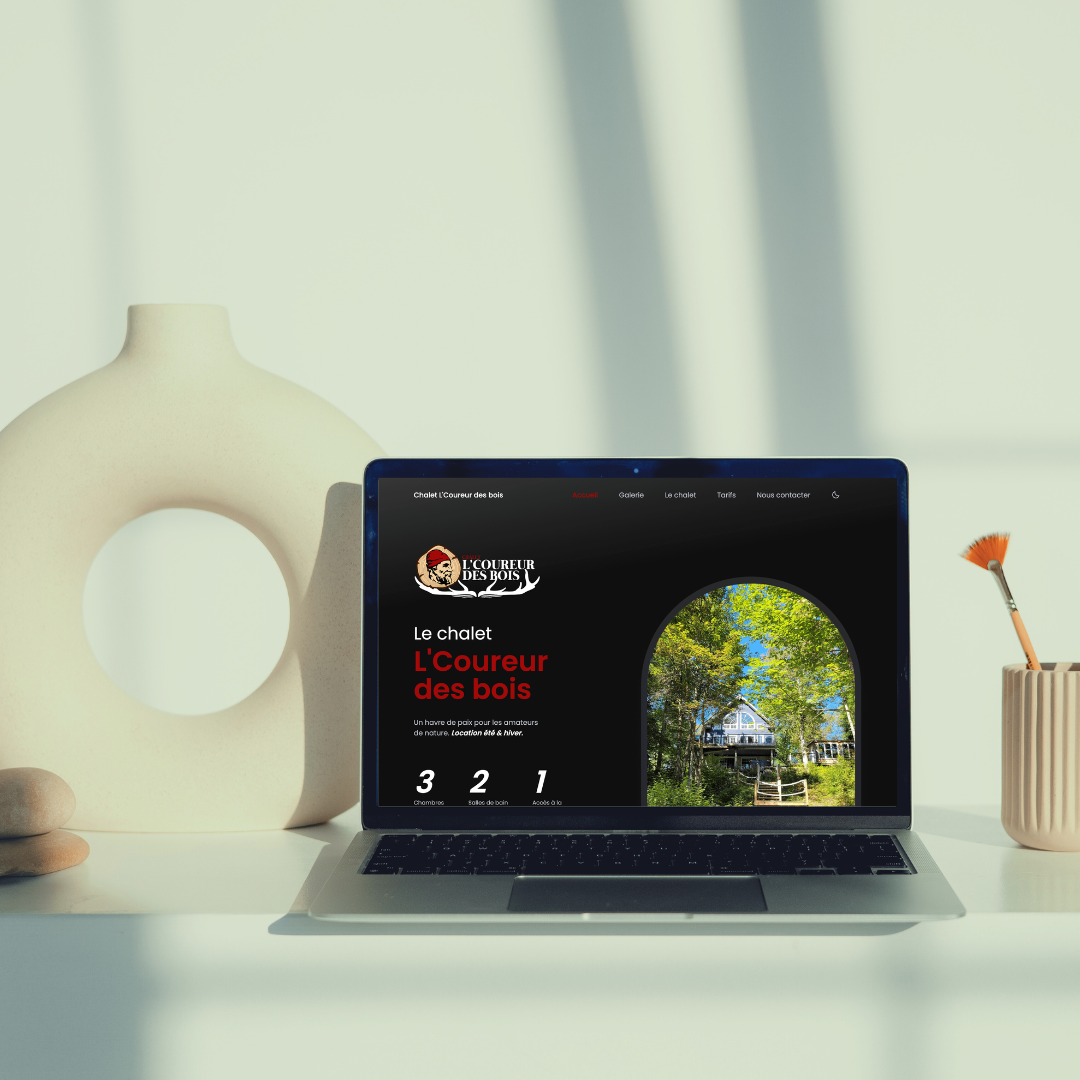 Version desktop du site Chalet Coureur de Bois